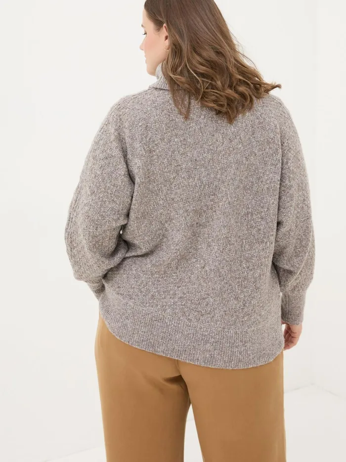 Women Knitwear Fat Face Light Brown Amara Roll Neck Knitted Jumper