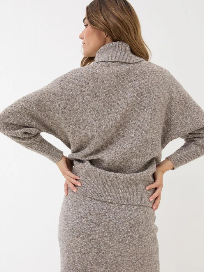 Women Knitwear Fat Face Light Brown Amara Roll Neck Knitted Jumper