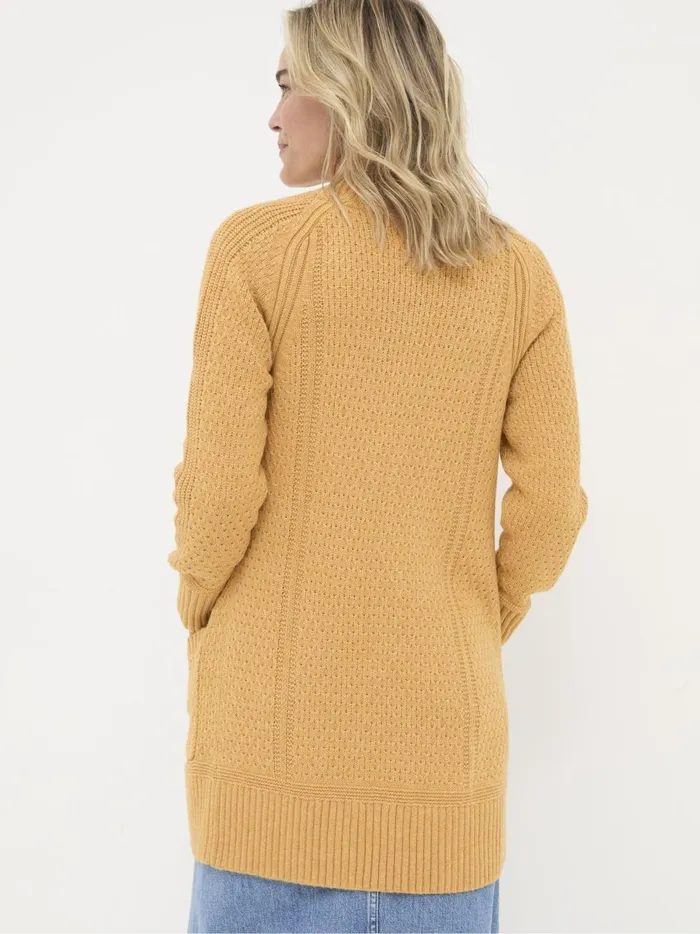 Women Knitwear Fat Face Mustard Yellow Hannah Textured Knitted Cardigan