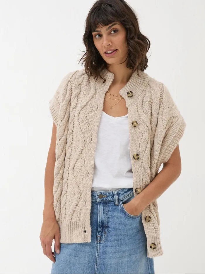 Women Knitwear Fat Face Neutral Livia Tank Cardigan