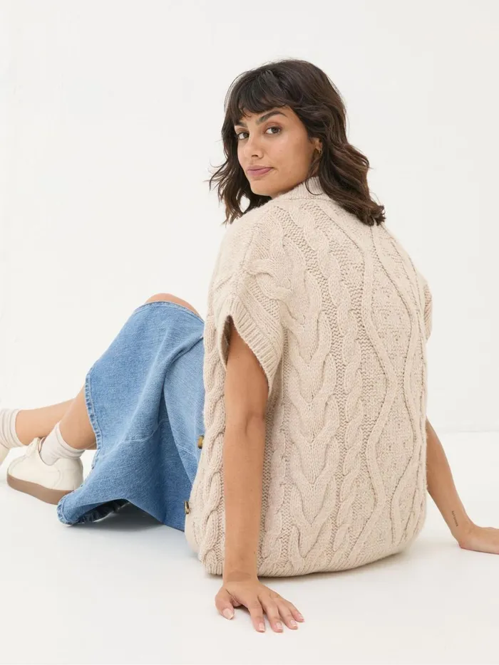 Women Knitwear Fat Face Neutral Livia Tank Cardigan