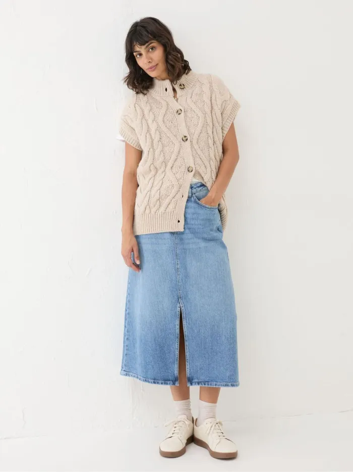 Women Knitwear Fat Face Neutral Livia Tank Cardigan