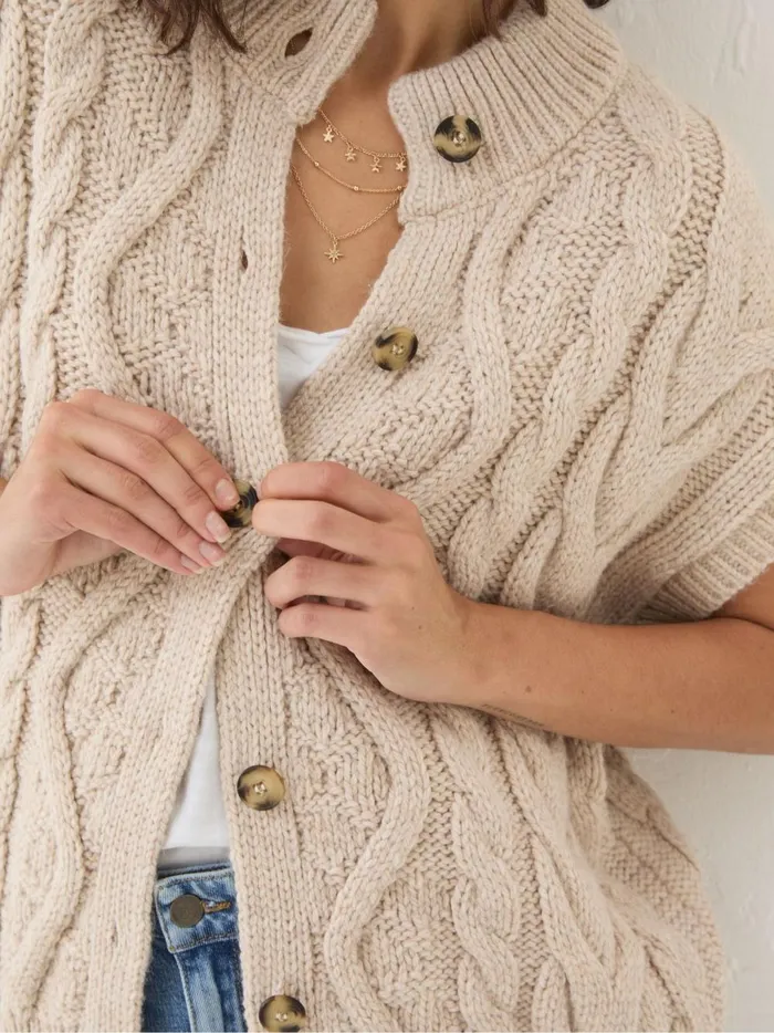Women Knitwear Fat Face Neutral Livia Tank Cardigan