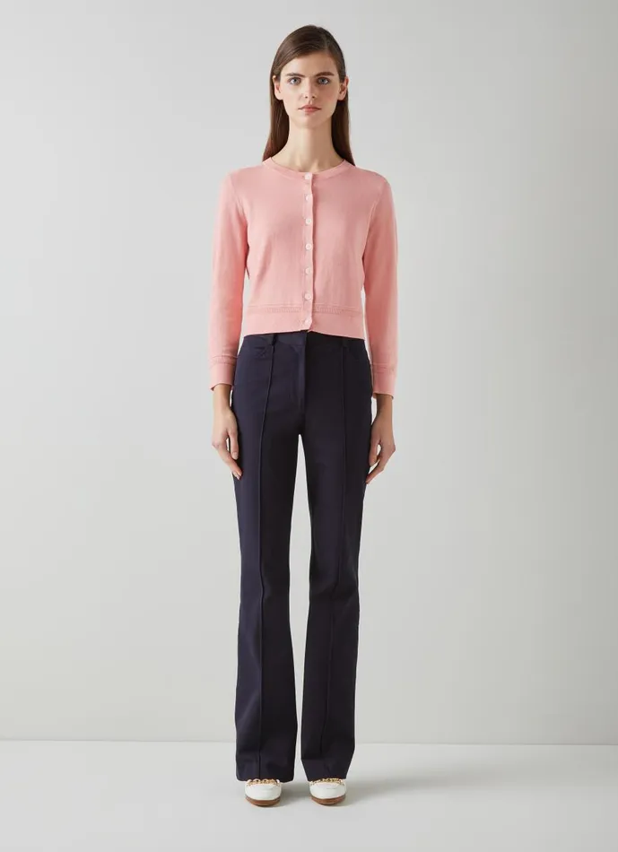 Women Knitwear LKBennett Michelle Pink Organic Cotton Cardigan Rose Women Knitwear LKBennett Michelle Pink Organic Cotton Cardigan Rose