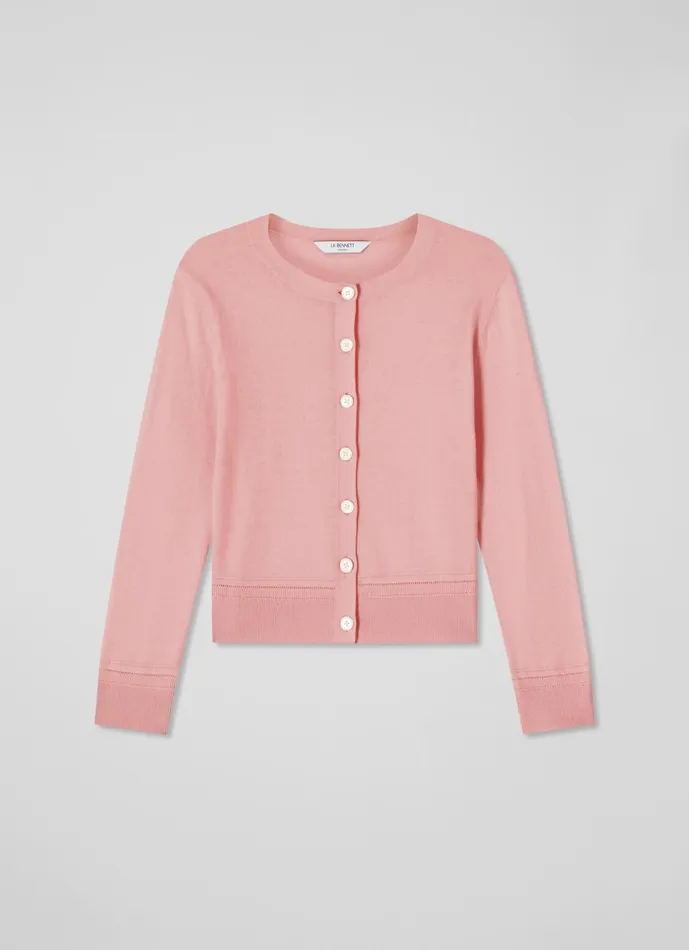 Women Knitwear LKBennett Michelle Pink Organic Cotton Cardigan Rose Women Knitwear LKBennett Michelle Pink Organic Cotton Cardigan Rose