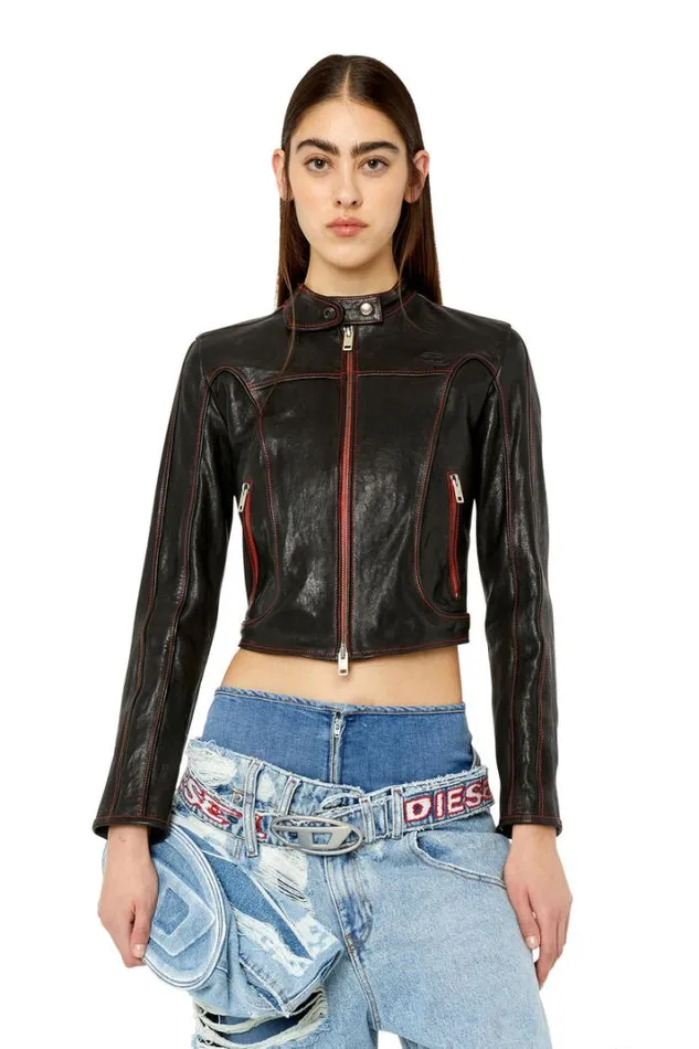 Women LFoxA Black Diesel Outerwear And Jackets Women LFoxA Black Diesel Outerwear And Jackets