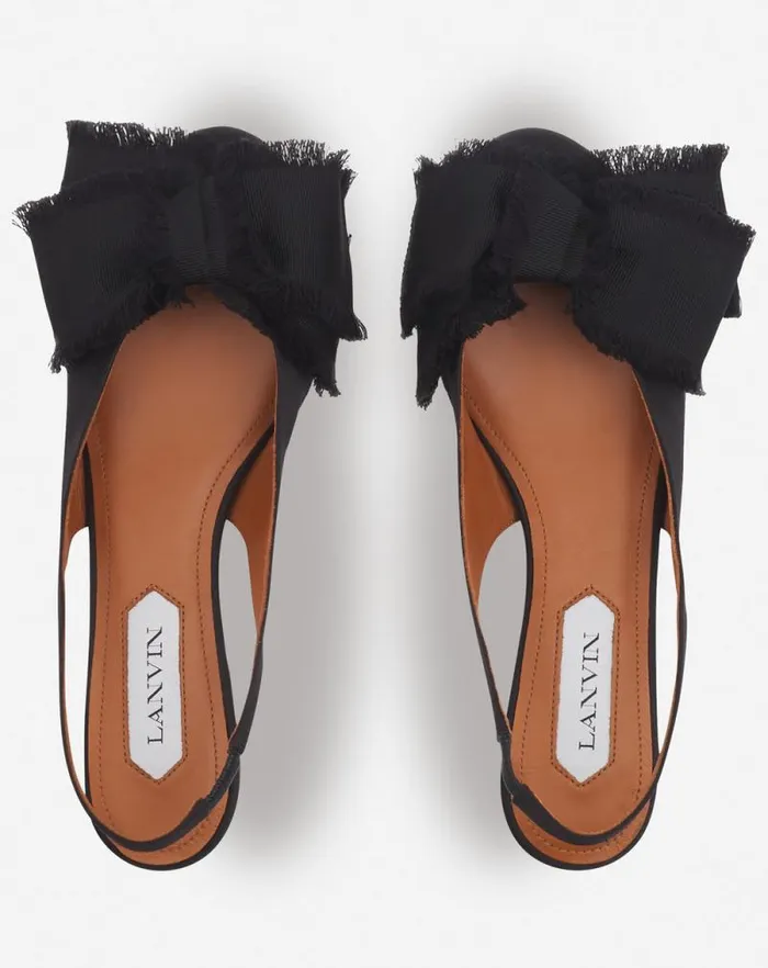Women Lanvin Ballerinas Slingback Ballerina Flat In Satin Black