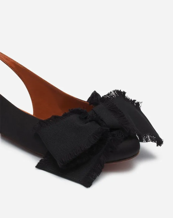 Women Lanvin Ballerinas Slingback Ballerina Flat In Satin Black