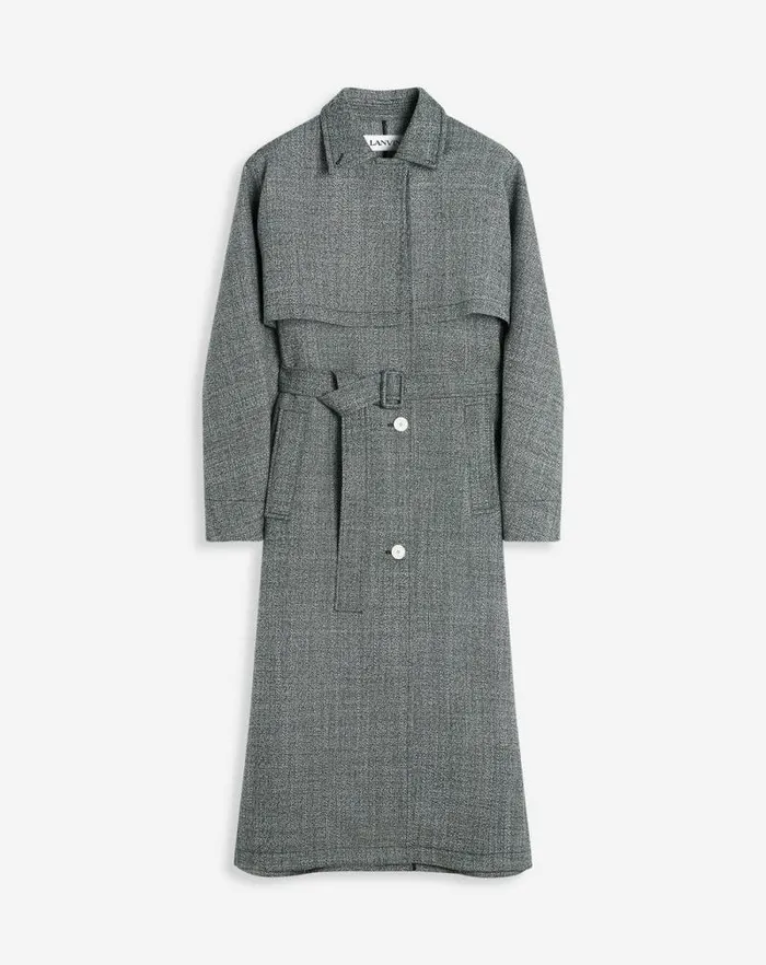 Women Lanvin Coats and Jackets Wool Trench Coat Blackwhite