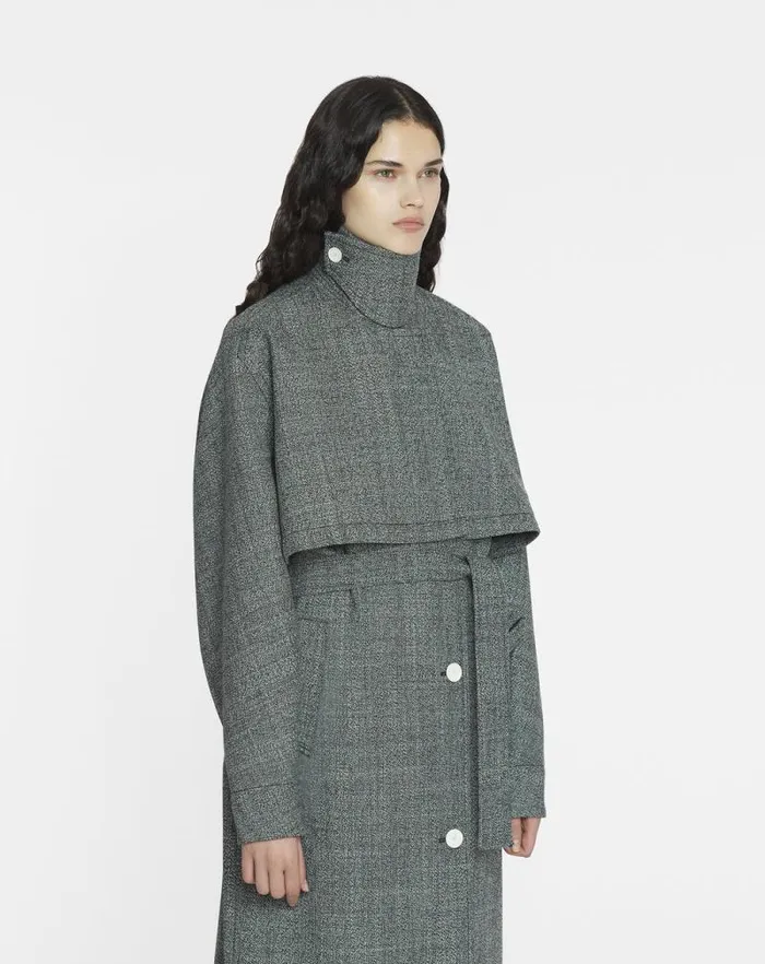 Women Lanvin Coats and Jackets Wool Trench Coat Blackwhite