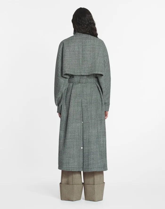 Women Lanvin Coats and Jackets Wool Trench Coat Blackwhite