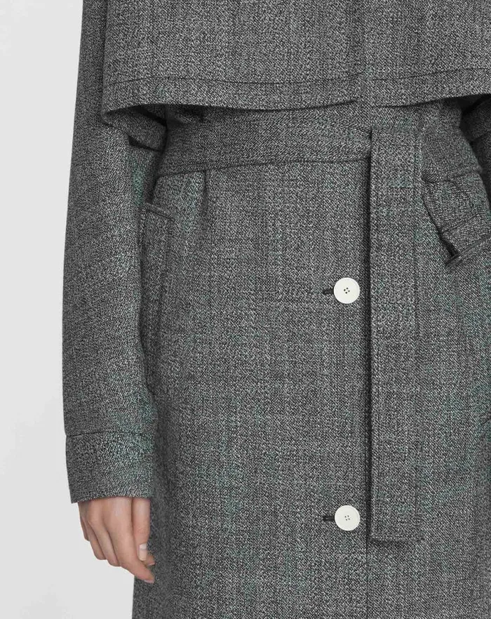 Women Lanvin Coats and Jackets Wool Trench Coat Blackwhite