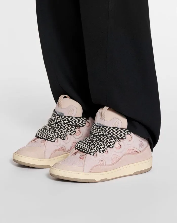 Women Lanvin Curb Leather Curb Sneakers Pale Pink Women Lanvin Curb Leather Curb Sneakers Pale Pink