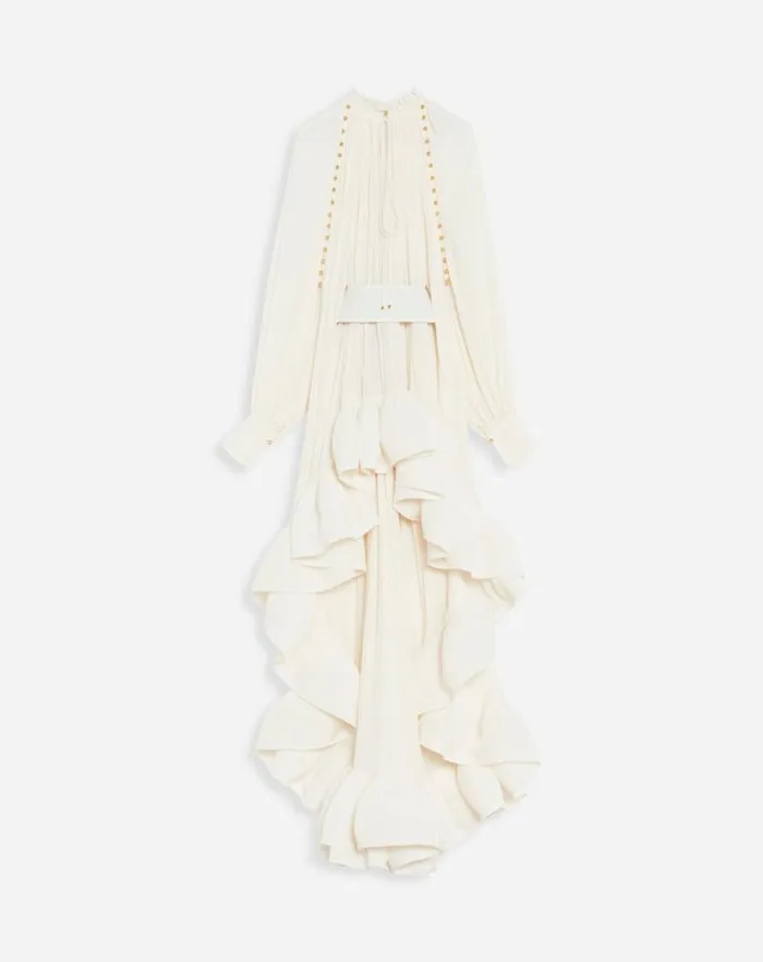 Women Lanvin Dresses Asymmetrical Charmeuse Dress Off White