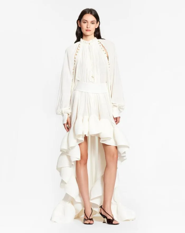 Women Lanvin Dresses Asymmetrical Charmeuse Dress Off White Women Lanvin Dresses Asymmetrical Charmeuse Dress Off White
