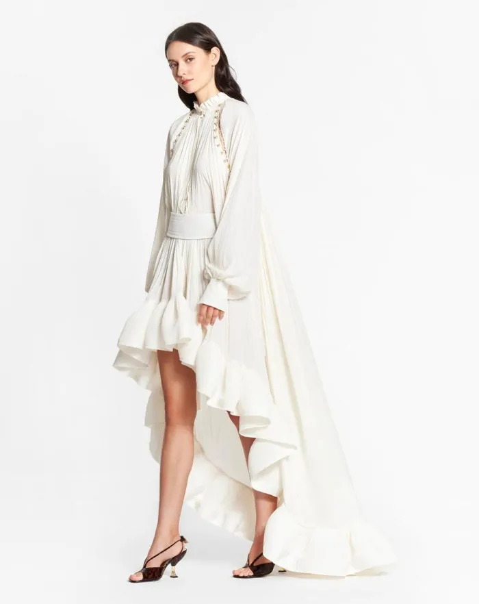 Women Lanvin Dresses Asymmetrical Charmeuse Dress Off White Women Lanvin Dresses Asymmetrical Charmeuse Dress Off White