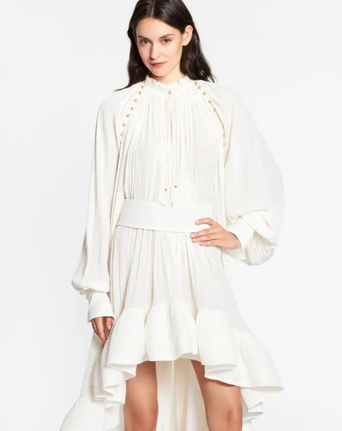 Women Lanvin Dresses Asymmetrical Charmeuse Dress Off White Women Lanvin Dresses Asymmetrical Charmeuse Dress Off White