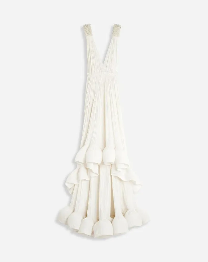 Women Lanvin Dresses Floor Length Evening Gown In Charmeuse Off White