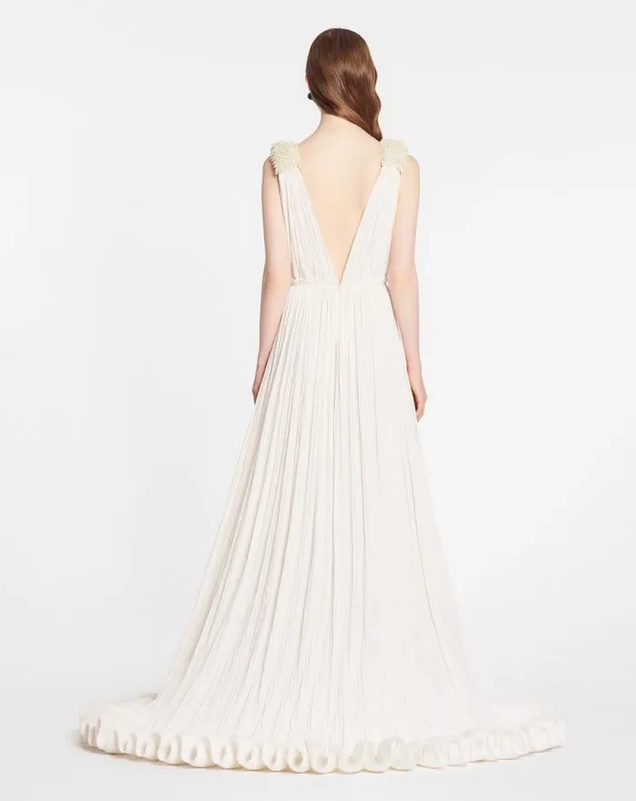 Women Lanvin Dresses Floor Length Evening Gown In Charmeuse Off White Women Lanvin Dresses Floor Length Evening Gown In Charmeuse Off White