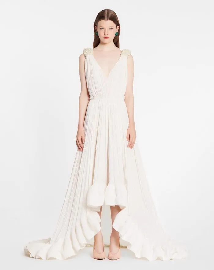 Women Lanvin Dresses Floor Length Evening Gown In Charmeuse Off White Women Lanvin Dresses Floor Length Evening Gown In Charmeuse Off White