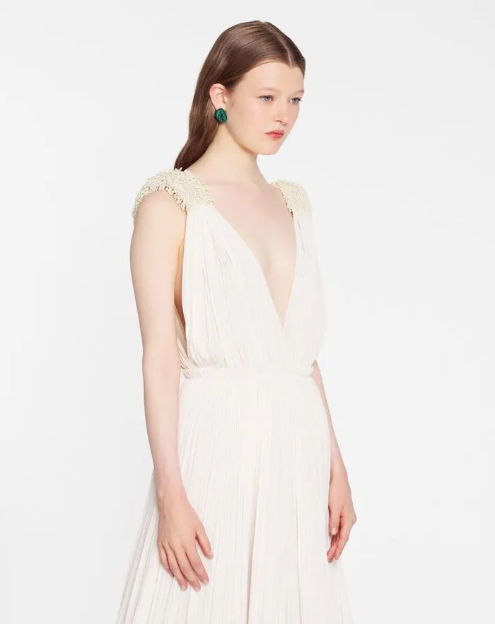 Women Lanvin Dresses Floor Length Evening Gown In Charmeuse Off White Women Lanvin Dresses Floor Length Evening Gown In Charmeuse Off White