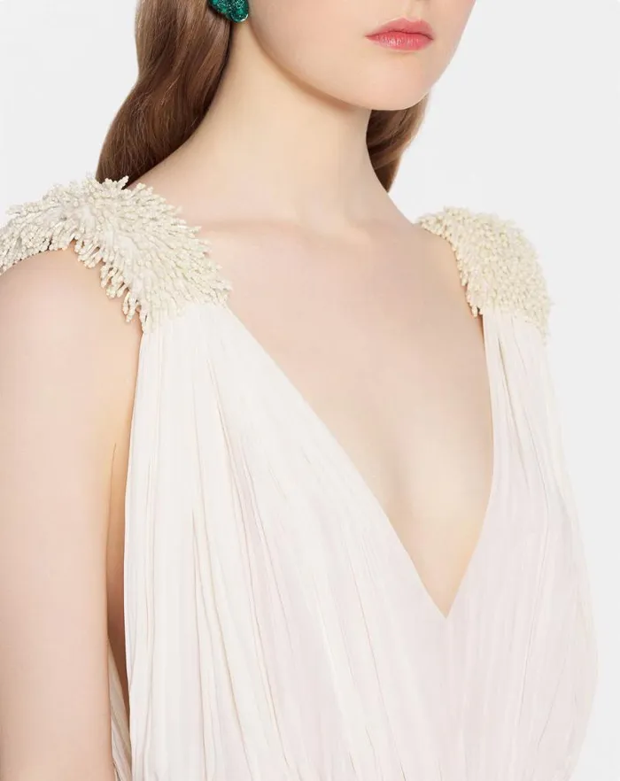 Women Lanvin Dresses Floor Length Evening Gown In Charmeuse Off White Women Lanvin Dresses Floor Length Evening Gown In Charmeuse Off White
