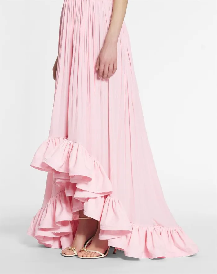 Women Lanvin Dresses Long Dress With Ruffles Light Pink Women Lanvin Dresses Long Dress With Ruffles Light Pink