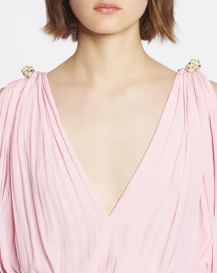 Women Lanvin Dresses Long Dress With Ruffles Light Pink Women Lanvin Dresses Long Dress With Ruffles Light Pink