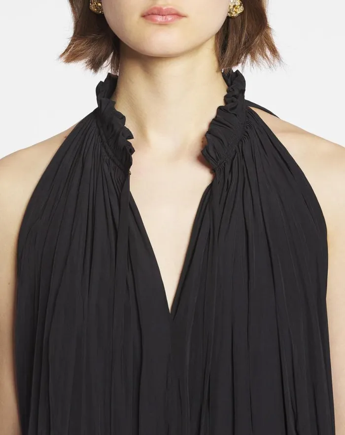 Women Lanvin Dresses Short Dress With Ruffles Black Women Lanvin Dresses Short Dress With Ruffles Black