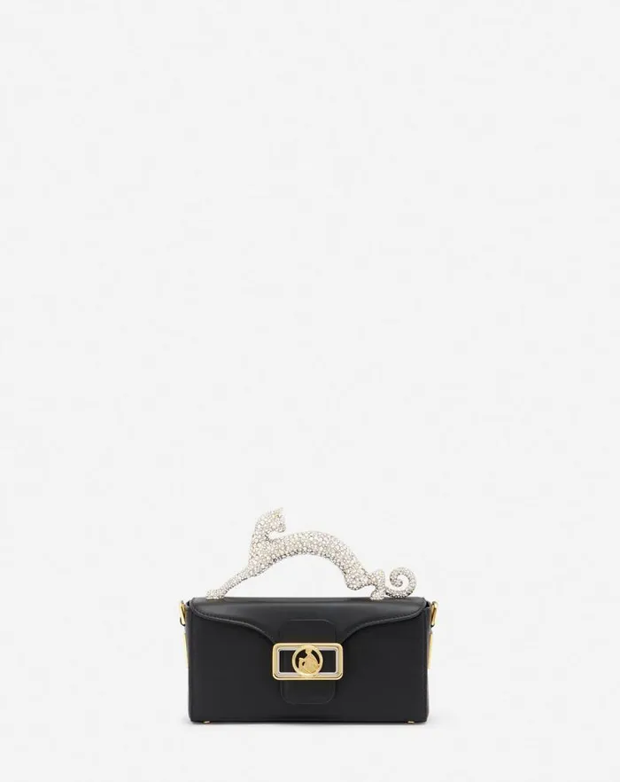 Women Lanvin Mini Bags and Clutches Nano Pencil Cat Bag In Leather And Rhinestone Black Women Lanvin Mini Bags and Clutches Nano Pencil Cat Bag In Leather And Rhinestone Black