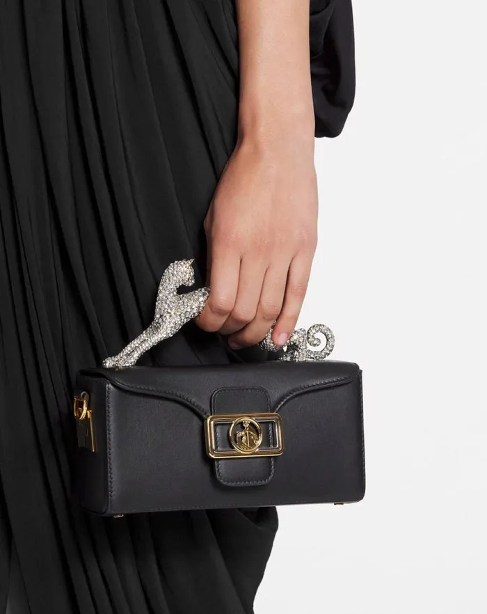 Women Lanvin Mini Bags and Clutches Nano Pencil Cat Bag In Leather And Rhinestone Black Women Lanvin Mini Bags and Clutches Nano Pencil Cat Bag In Leather And Rhinestone Black