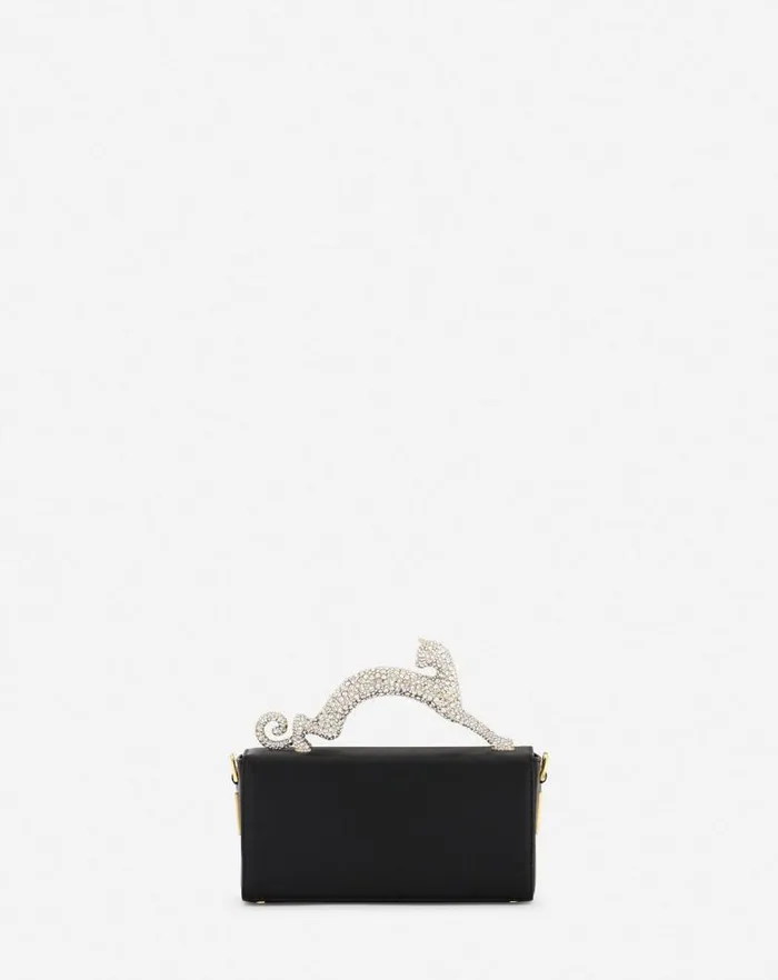 Women Lanvin Mini Bags and Clutches Nano Pencil Cat Bag In Leather And Rhinestone Black Women Lanvin Mini Bags and Clutches Nano Pencil Cat Bag In Leather And Rhinestone Black