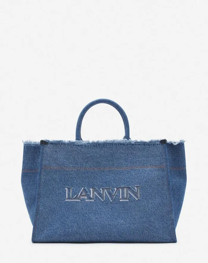 Women Lanvin Tote Bags and Top Handle Bags Inandout Mm Tote Bag In Denim Denim Blue Women Lanvin Tote Bags and Top Handle Bags Inandout Mm Tote Bag In Denim Denim Blue