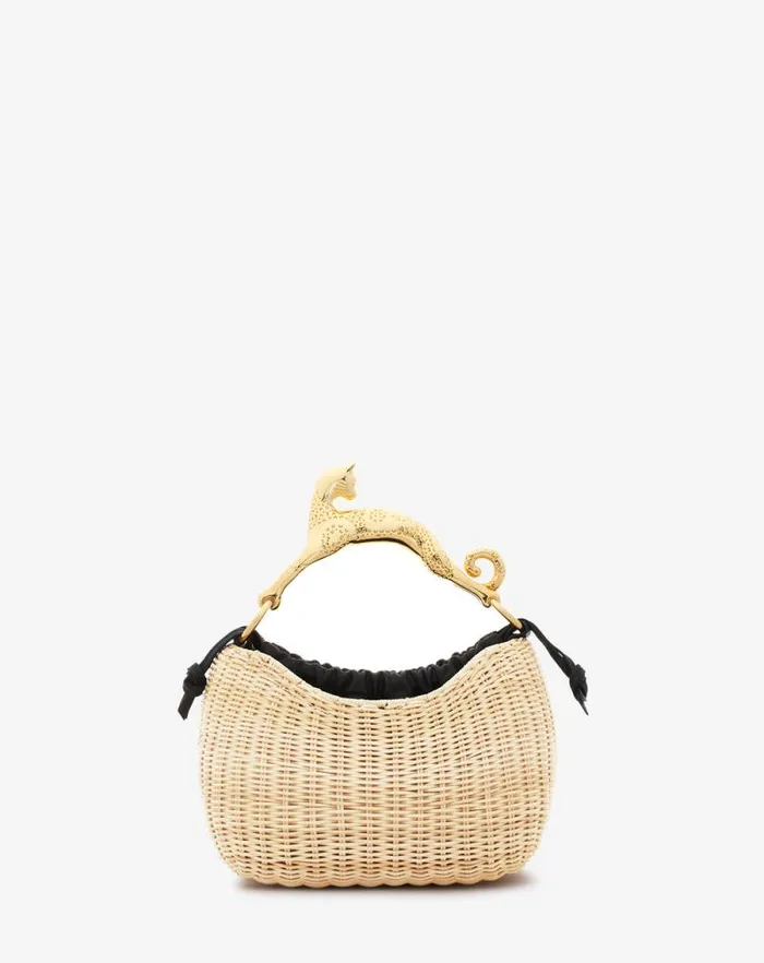 Women Lanvin Tote Bags and Top Handle Bags Wicker Hobo Cat Bag Sm Naturalblack Women Lanvin Tote Bags and Top Handle Bags Wicker Hobo Cat Bag Sm Naturalblack