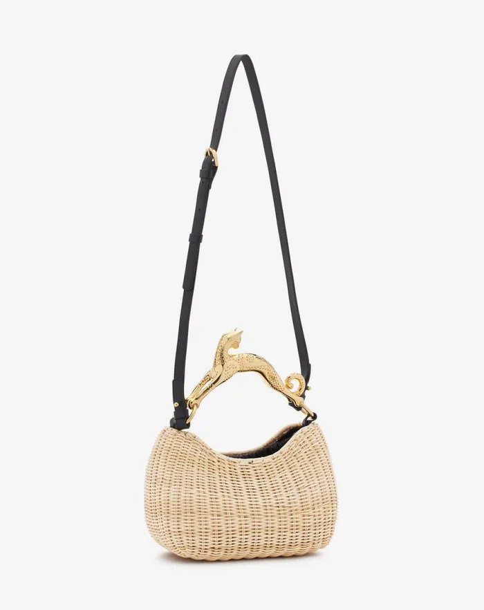 Women Lanvin Tote Bags and Top Handle Bags Wicker Hobo Cat Bag Sm Naturalblack Women Lanvin Tote Bags and Top Handle Bags Wicker Hobo Cat Bag Sm Naturalblack