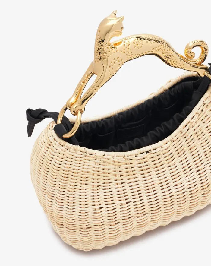 Women Lanvin Tote Bags and Top Handle Bags Wicker Hobo Cat Bag Sm Naturalblack Women Lanvin Tote Bags and Top Handle Bags Wicker Hobo Cat Bag Sm Naturalblack