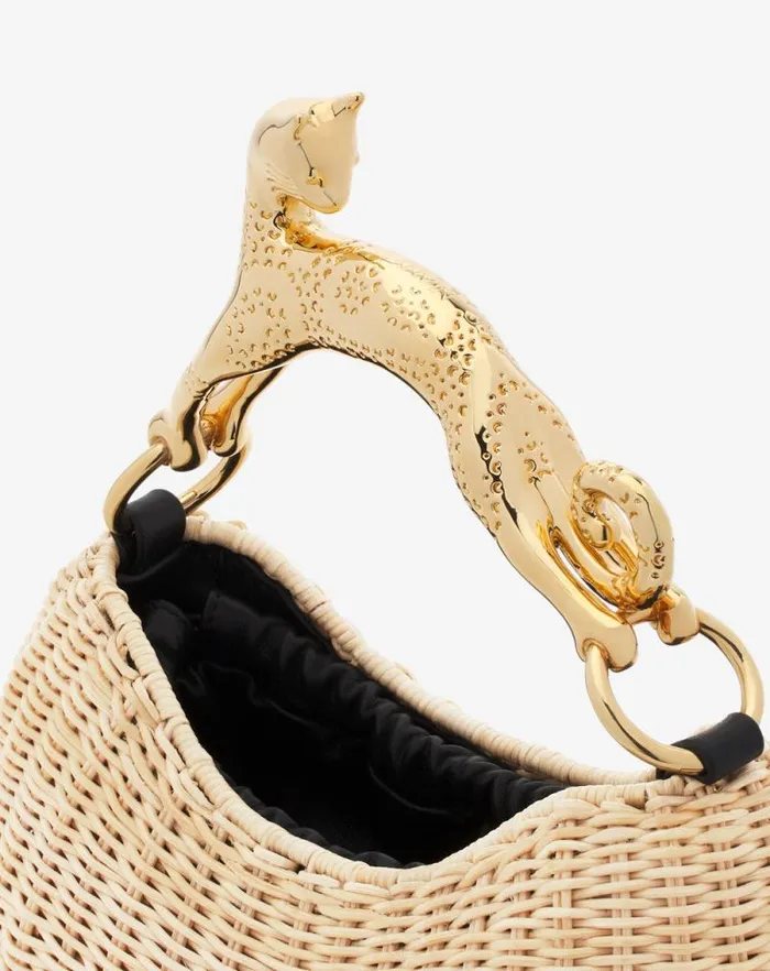 Women Lanvin Tote Bags and Top Handle Bags Wicker Hobo Cat Bag Sm Naturalblack Women Lanvin Tote Bags and Top Handle Bags Wicker Hobo Cat Bag Sm Naturalblack