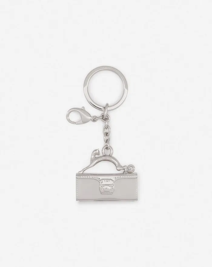 Women Lanvin Wallets and Small Leather Goods Pencil Cat Brass Key Ring Silver
