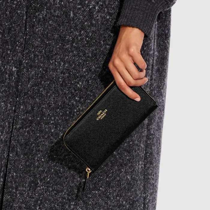 Women Large Wallets Coach Continental Wallet Brassblack