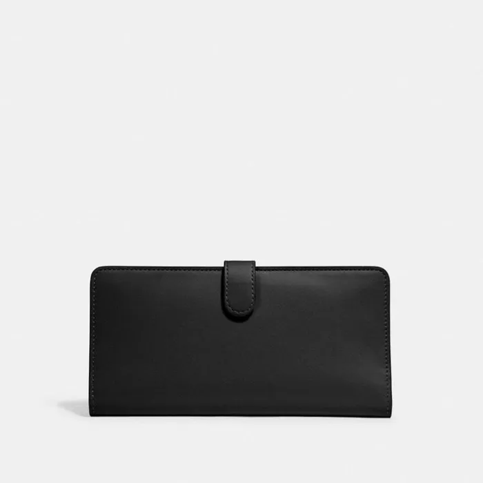 Women Large Wallets Coach Skinny Wallet Brassblack
