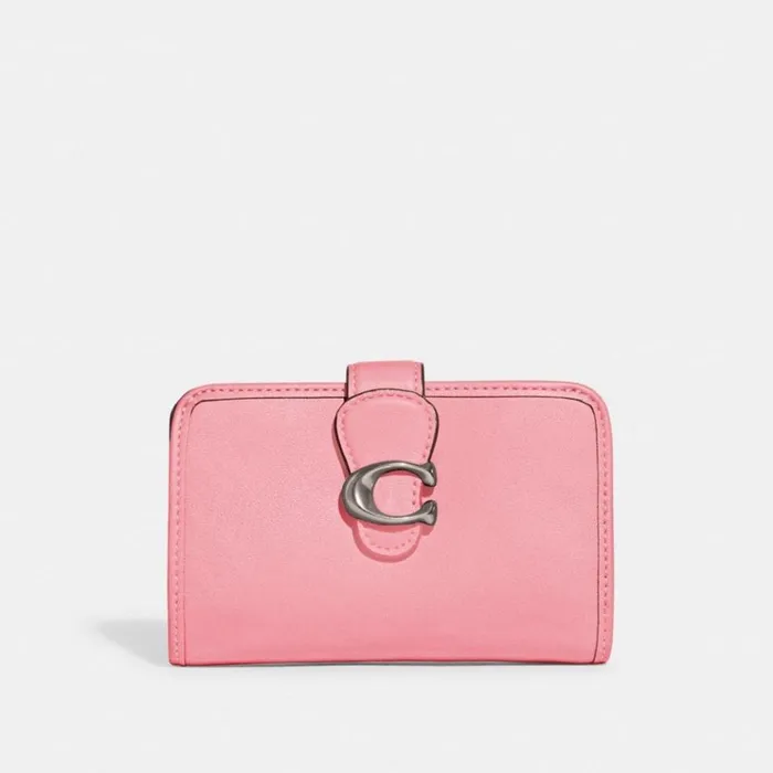 Women Large Wallets Coach Tabby Medium Wallet Silverflower Pink