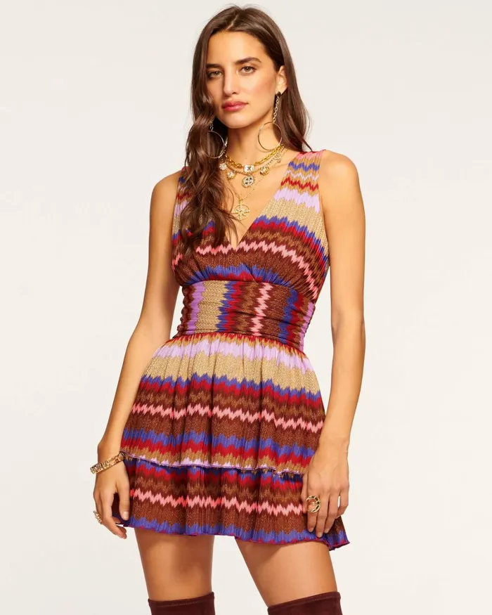 Women Laura VNeck Mini Dress Holiday Chevron Ramy Brook Dresses
