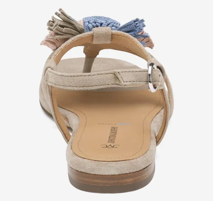 Women Lilly Tassel Thong Taupe Multi Kid Suede JohnstonandMurphy Sandals Women Lilly Tassel Thong Taupe Multi Kid Suede JohnstonandMurphy Sandals