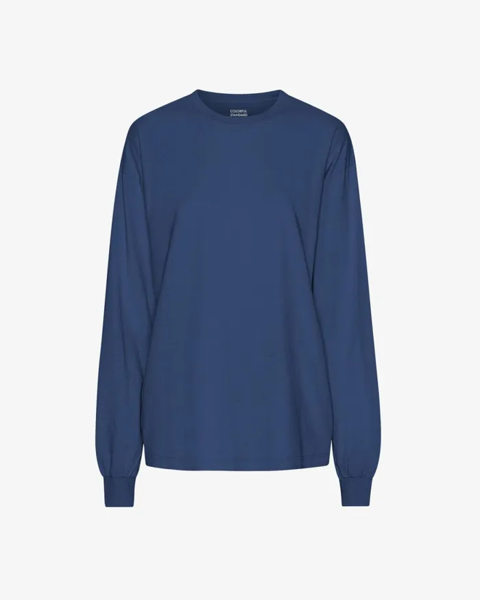 Women Long Sleeve Tops Colorful Standard Oversized Organic LS TShirt Marine Blue Women Long Sleeve Tops Colorful Standard Oversized Organic LS TShirt Marine Blue