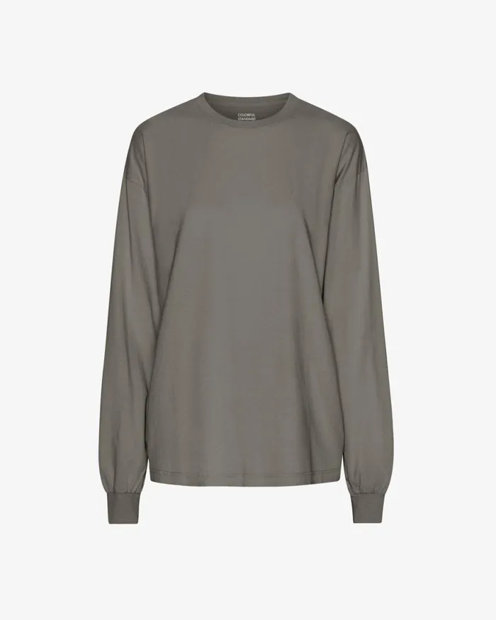Women Long Sleeve Tops Colorful Standard Oversized Organic LS TShirt Misty Brown Women Long Sleeve Tops Colorful Standard Oversized Organic LS TShirt Misty Brown