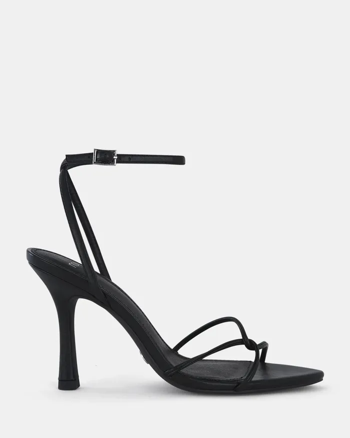 Women MADESIMO BLACK Open Toe Heels Party NOVO Shoes