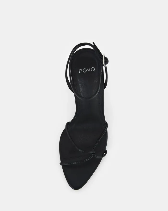Women MADESIMO BLACK Open Toe Heels Party NOVO Shoes