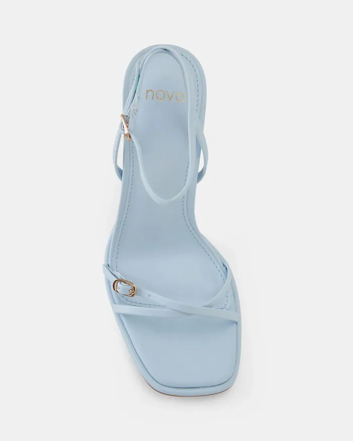Women MATEO SOFT BLUE Open Toe Heels Party NOVO Shoes