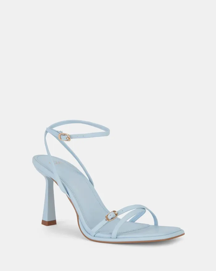 Women MATEO SOFT BLUE Open Toe Heels Party NOVO Shoes