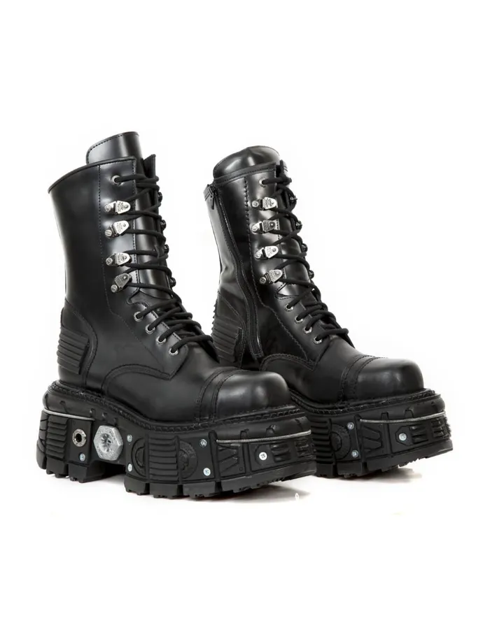 WomenMen Boot Black Imperfect MTank001C2 New Rock Boots